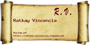 Ratkay Vincencia névjegykártya